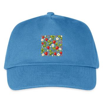 Erdbeeren Muster Beeren Sommer Botanisch Früchte - Kinder Basecap - Pfauenblau - Vorne