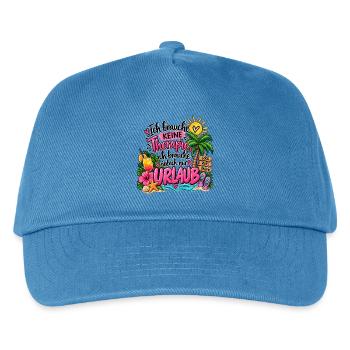Brauche keine Therapie, brauche nur Urlaub - Kinder Basecap - Pfauenblau - Vorne