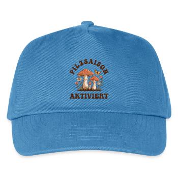 Pilzsaison Aktiv – Pilze Sammeln - Kinder Basecap - Pfauenblau - Vorne