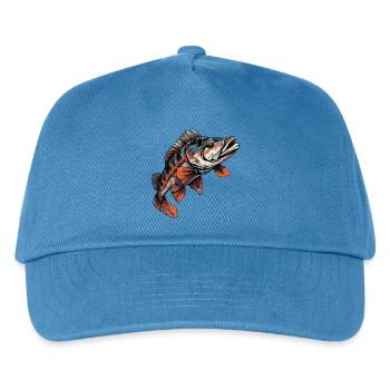 Fisch Barsch Bunt Illustration - Kinder Basecap - Pfauenblau - Vorne