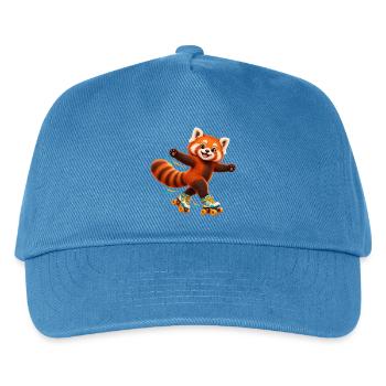 Rollschuhlaufender Red Panda - Kinder Basecap - Pfauenblau - Vorne