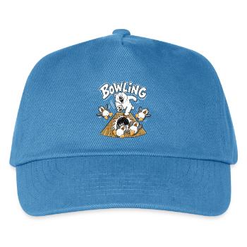 Bowling Eisbär Pinguine Tierhumor Cartoon Kegeln - Kinder Basecap - Pfauenblau - Vorne