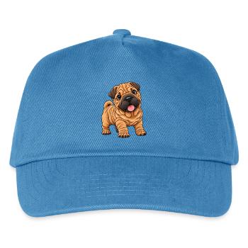 Shar Pei Kawaii Style – Süßer Faltenhund - Kinder Basecap - Pfauenblau - Vorne