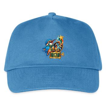 Eisvogel mit Kometen-Spieluhr - Kinder Basecap - Pfauenblau - Vorne