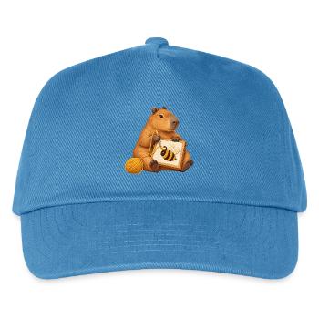 Capybara mit Punch-Needle-Biene - Kinder Basecap - Pfauenblau - Vorne
