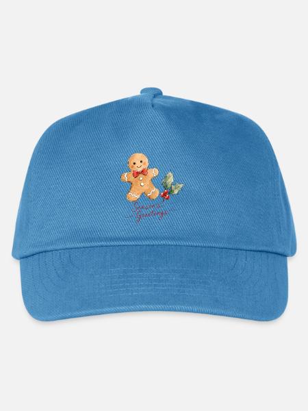 Lebkuchenmann mit Schleife - Kinder Basecap - Pfauenblau