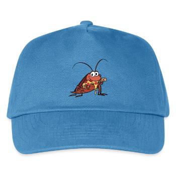Cute cartoon cockroach with salami pizza - Kids’ Baseball Cap - peacock-blue - Front
