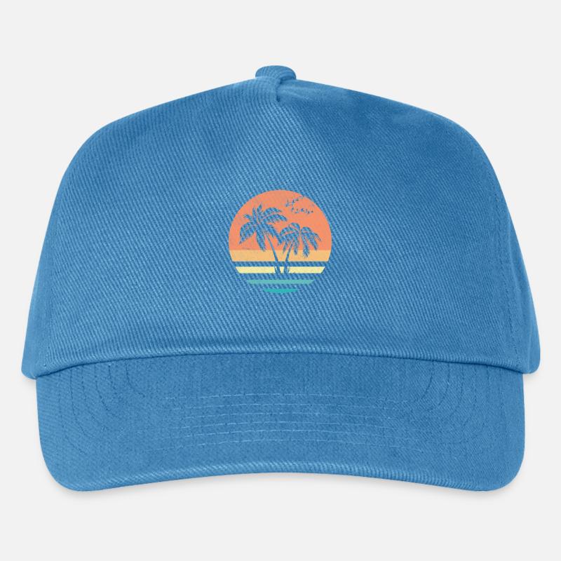 Palm Sunset Retro Circle - Casquette de baseball Enfant - bleu paon