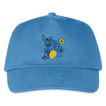 Hase mit Ostereier und Blumen - Kinder Basecap - Pfauenblau - Vorne