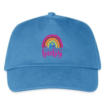 Boho Regenbogen Herzen Babyflasche Baby on Board - Kinder Basecap - Pfauenblau - Vorne