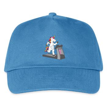 Sportliches Einhorn auf dem Laufband - - Kinder Basecap - Pfauenblau - Vorne