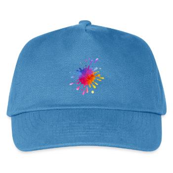 Bunter Farbklecks - Farbverlauf Aquarell  - Kinder Basecap - Pfauenblau - Vorne