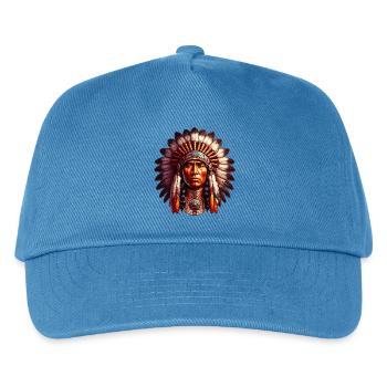 Amerikanischer Indianer Amerikaner - Kinder Basecap - Pfauenblau - Vorne