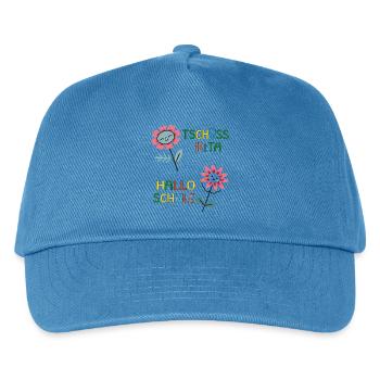 Tschüss Kita Hallo Schule - Kinder Basecap - Pfauenblau - Vorne