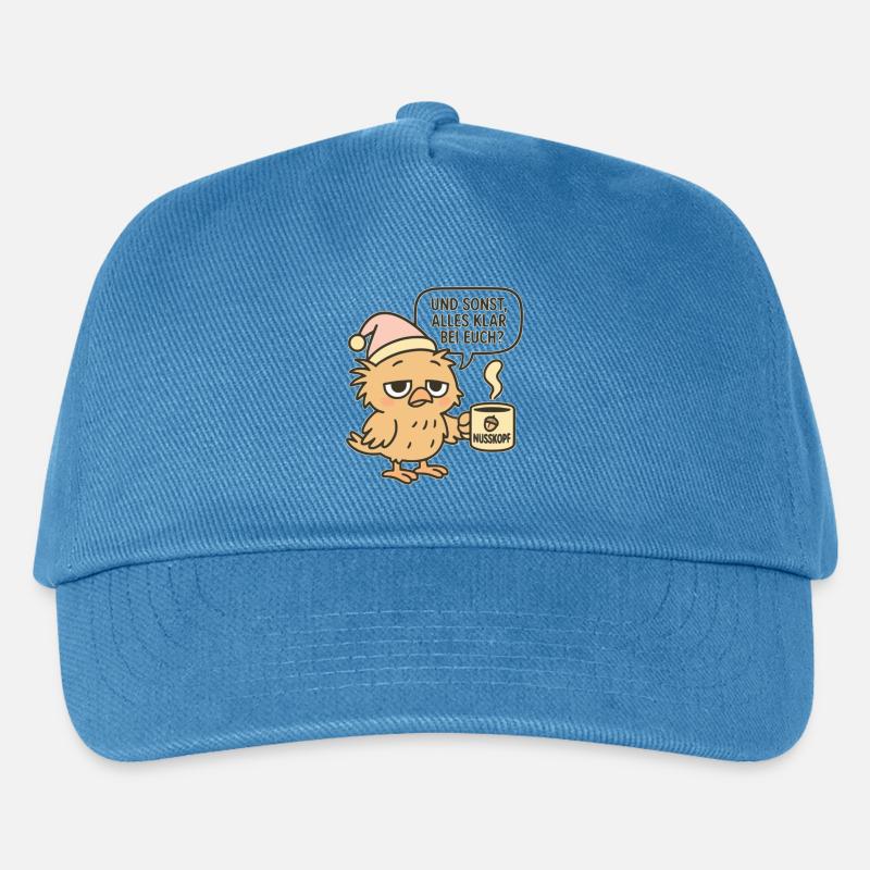 Humorvoller Morgenmuffel Vogel - Spruch und Kaffee - Kinder Basecap - Pfauenblau