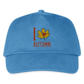 Herbstblatt Herzmotiv - Kinder Basecap - Pfauenblau - Vorne