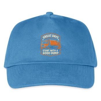 Great days start with a good garbage truck - Kids’ Baseball Cap - peacock-blue - Front