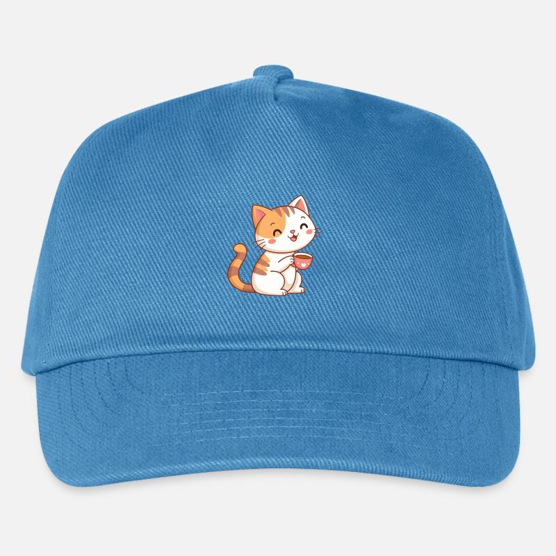 Kawaii-Katze im Café - Kinder Basecap - Pfauenblau