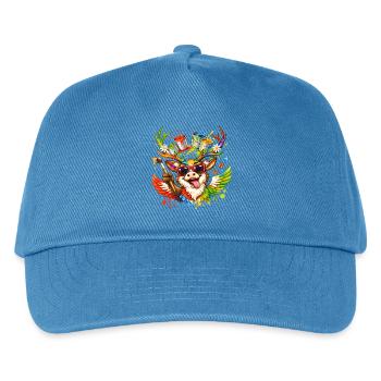 Kreativer Hirsch Kunst Illustration - Kinder Basecap - Pfauenblau - Vorne