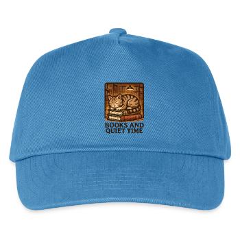Sleeping Cat Over Books - Kids’ Baseball Cap - peacock-blue - Front