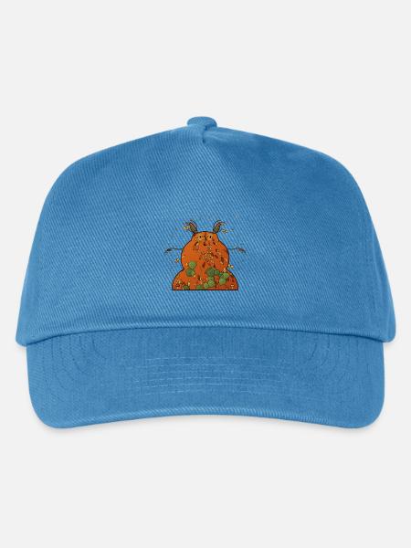 Herbstkürbiswesen mit Blättermeer - Kinder Basecap - Pfauenblau