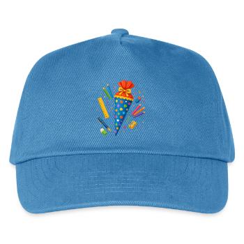 Cône d’école coloré avec les fournitures scolaires - Casquette de baseball Enfant - bleu paon - Devant