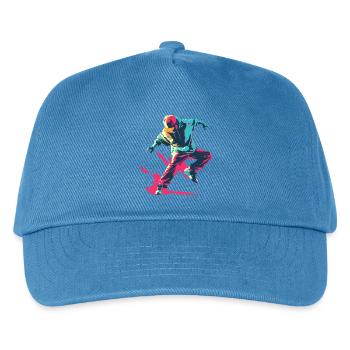 B-Boy Cartoon Stil - Kinder Basecap - Pfauenblau - Vorne