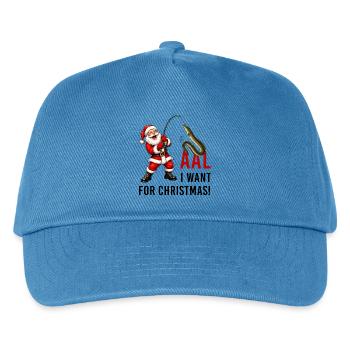 Aal I want for Christmas Weihnachtsmann Fisch - Kinder Basecap - Pfauenblau - Vorne