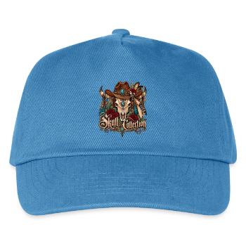 Skull Biker Buffalo Skull Horned Hut - Kinder Basecap - Pfauenblau - Vorne