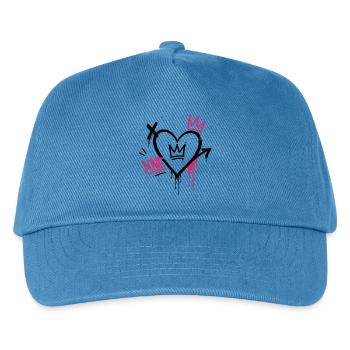 Graffiti-Herz mit rosa Krone - Kinder Basecap - Pfauenblau - Vorne