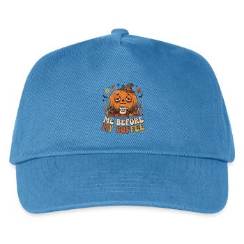 Halloween Kürbis mit Kaffee - Kinder Basecap - Pfauenblau - Vorne