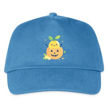 Zitrone im Halloween-Kürbis - Kinder Basecap - Pfauenblau - Vorne