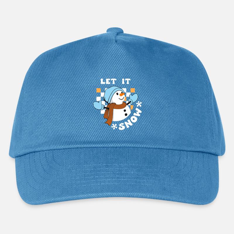 Let it Snow Schneemann Winter - Kinder Basecap - Pfauenblau