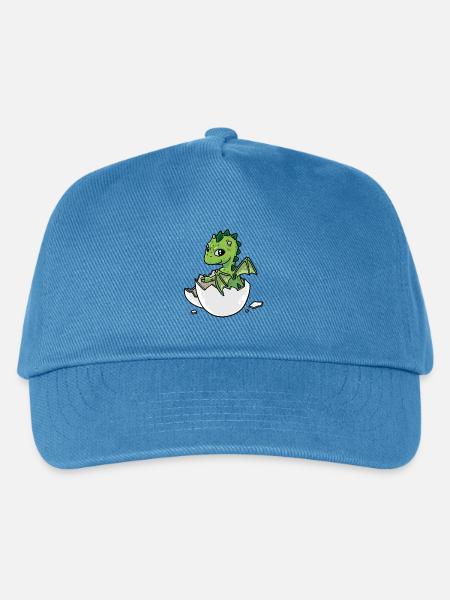 Baby Geburt Ei Eier schlüpfen Dino Drachen Fantasy - Kinder Basecap - Pfauenblau