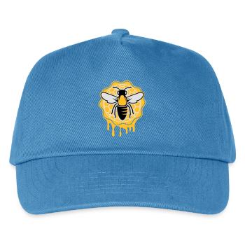 Biene und Bienenwabe - Kinder Basecap - Pfauenblau - Vorne