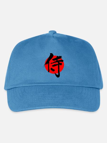 Samurai in japanischer Kanji-Schrift rote Sonne - Kinder Basecap - Pfauenblau