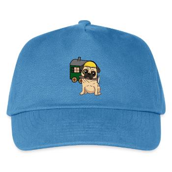 Baustelle Handwerker Hund Mops Bauwagen Job Hammer - Kinder Basecap - Pfauenblau - Vorne