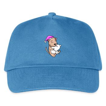 Katze mit Kissen - Kinder Basecap - Pfauenblau - Vorne