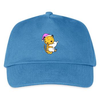 Gepard mit Kissen und Schlafmütze - Kinder Basecap - Pfauenblau - Vorne