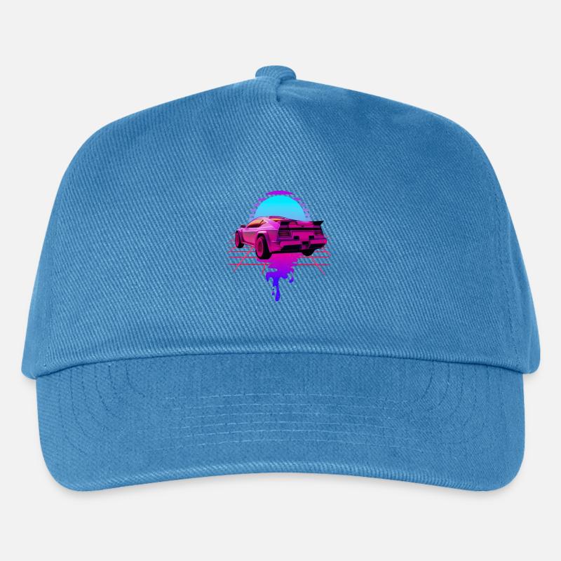 Retro Wave Sport Car Sunset - Kinder Basecap - Pfauenblau
