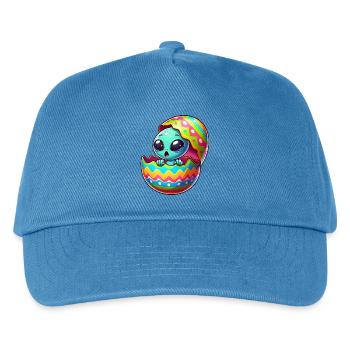 Buntes Alien-Osterei Schlüpf-Design - Kinder Basecap - Pfauenblau - Vorne