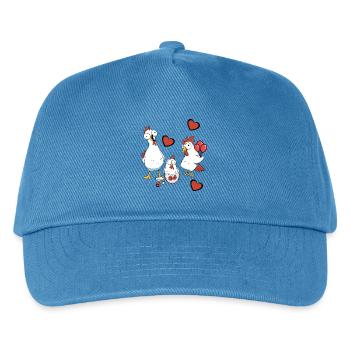 Schwangerschaft Geburt Familie Huhn Eierschale Ei - Kinder Basecap - Pfauenblau - Vorne