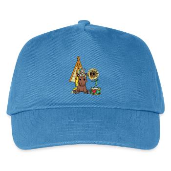 Hippie Pferd Tipi Sonnenblume Pferde Trommel Peace - Kinder Basecap - Pfauenblau - Vorne