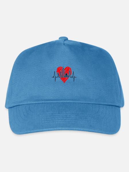New York Skyline Herzschlag Herz Puls USA Geschenk - Kinder Basecap - Pfauenblau
