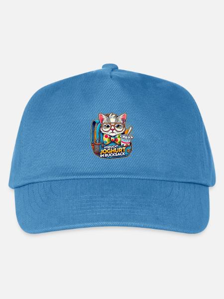 Vorsicht Joghurt im Rucksack - Kinder Basecap - Pfauenblau