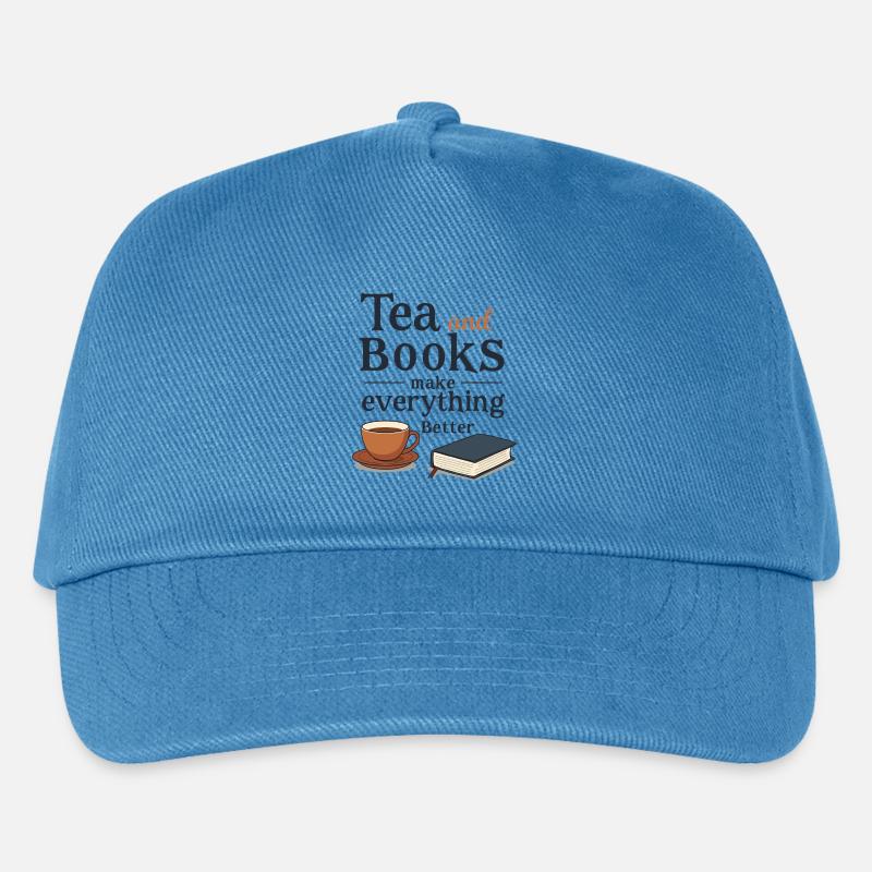 Tea and Books Spruch Zitat Slogan - Kinder Basecap - Pfauenblau