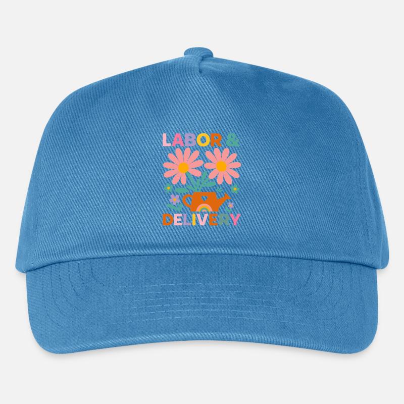 Blumen Wehen und Geburt Feier T-Shirt - Kinder Basecap - Pfauenblau