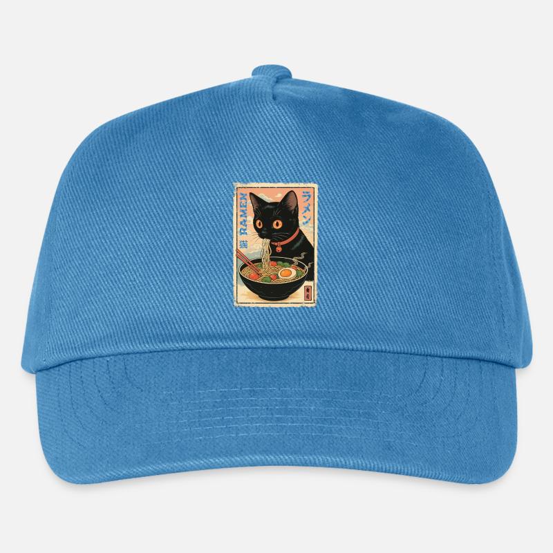 Kawaii Katze Ramen Illustration - Kinder Basecap - Pfauenblau