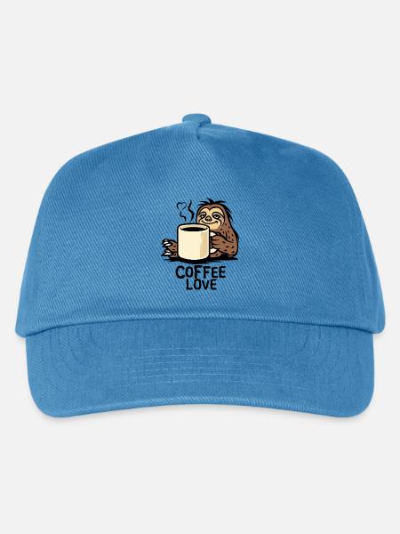 Faultier Kaffee Liebe Cartoon - Kinder Basecap - Pfauenblau