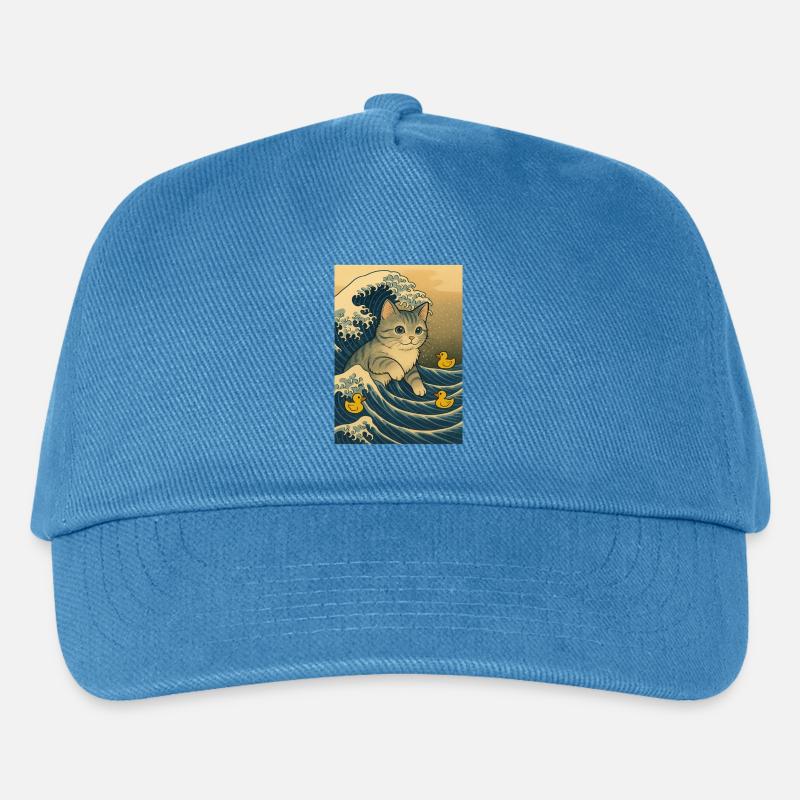 Chats dans la mer de vagues avec des canards - Casquette de baseball Enfant - bleu paon